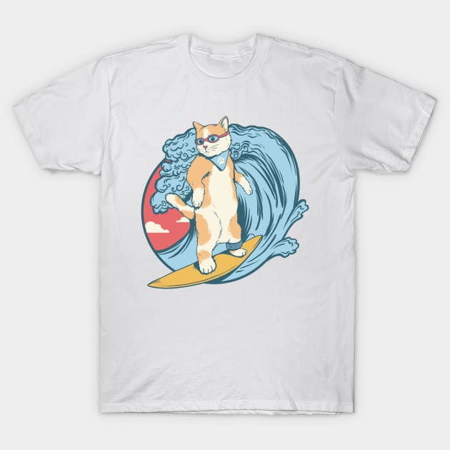 cat love surfing T-Shirt by dreamiedesire